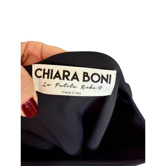 Chiara Boni La Petite Robe Black Grommet-Embellished Bell-Sleeve Dress - size M - Picture 8 of 8